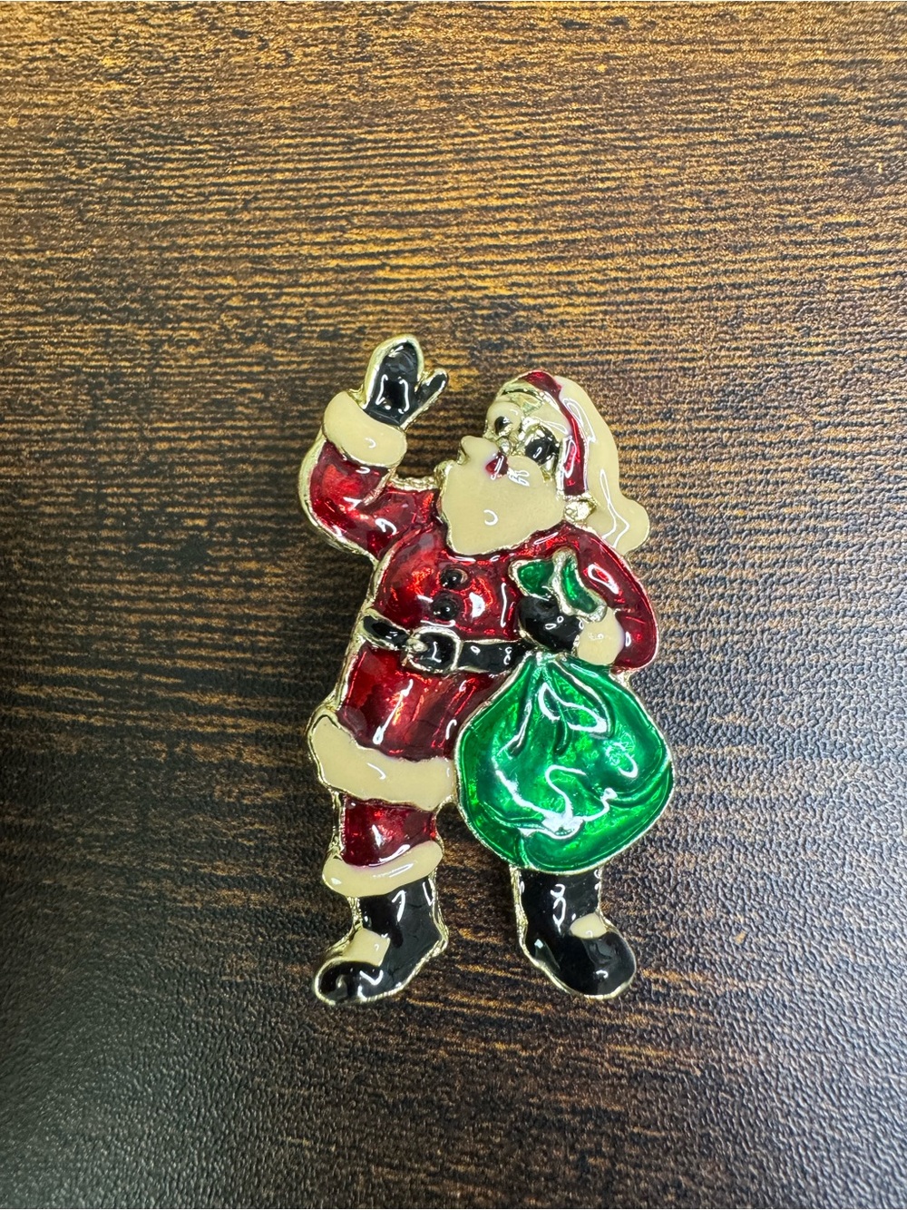 💚4/$20 Santa Claus Holiday Brooch in Red, Green and Cream - Unbranded
